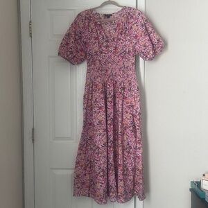 Re-Imagined by J. Crew Maxi Floral Dress Pink  Size Large Puff Sleeve